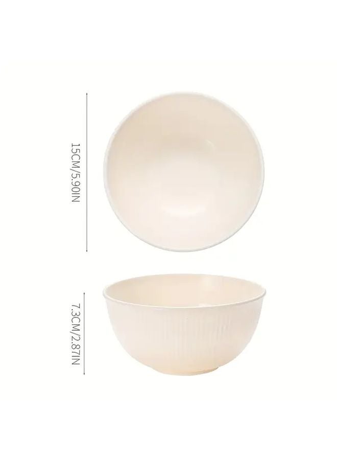 Thickened Striped Food Grade Bowls 4pcs Off White Pink Green Blue Dishwasher Microwave Safe - Image 2